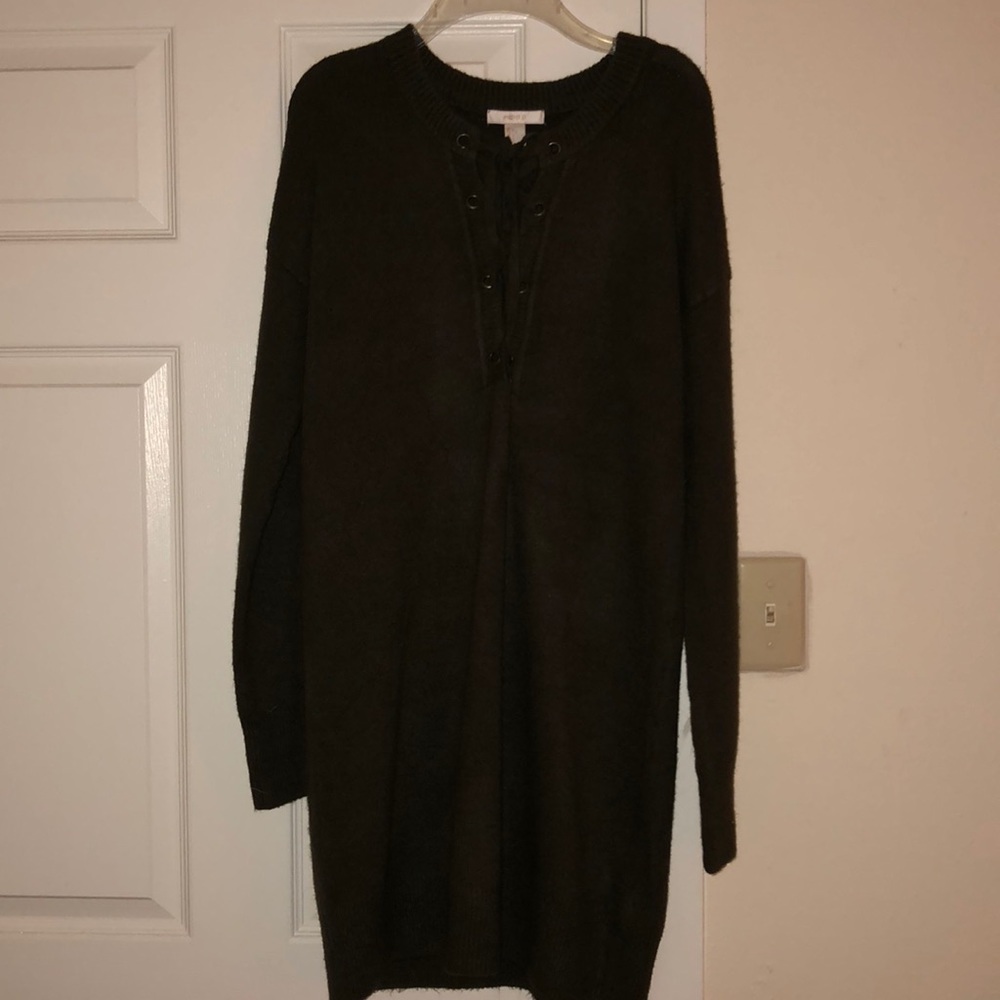 Olive-Green sweater dress